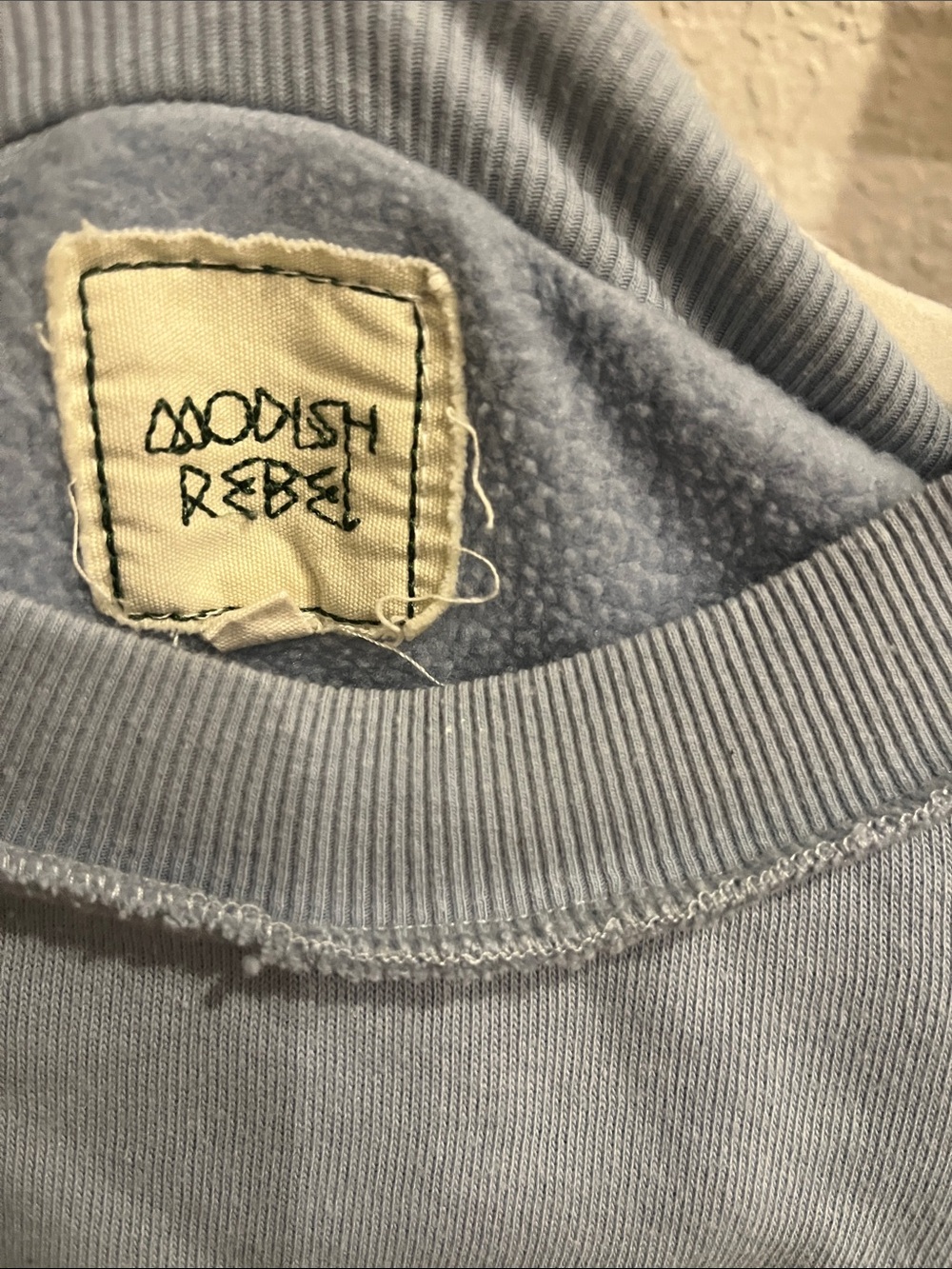 Distressed Washed Blue Graphic Sweatshirt - Women's Casual Pullover - Picture 3 of 6